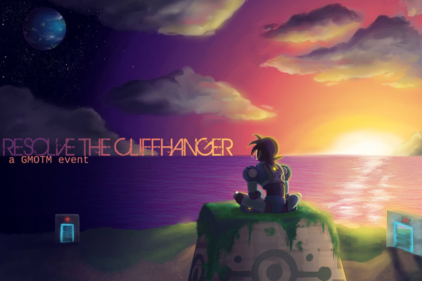 [ Promo image of MegaMan sitting on Elysium, looking up at Terra ]