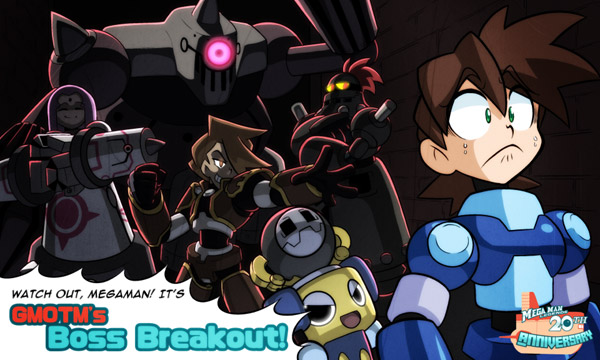 Multiple Bosses in the Dark Behind MegaMan